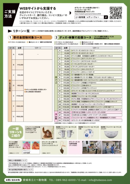 【愛媛県立とべ動物園】オラウータンの未来に向けて！ジェニファー＆ハヤト共同繁殖応援プロジェクト（オラウータンクラウドファンディング）