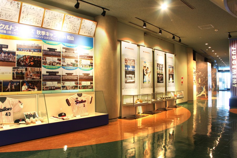 館内では、ヤクルトスワローズが2002年の秋に行ったキャンプの様子を写真を用いて紹介するとともに、古田敦也捕手のユニフォームやスパイクなどの愛用品も展示している。