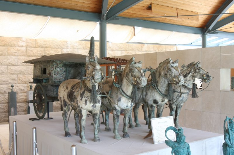 この美術館のために原寸大で復元された秦の始皇帝の銅馬車は圧巻。