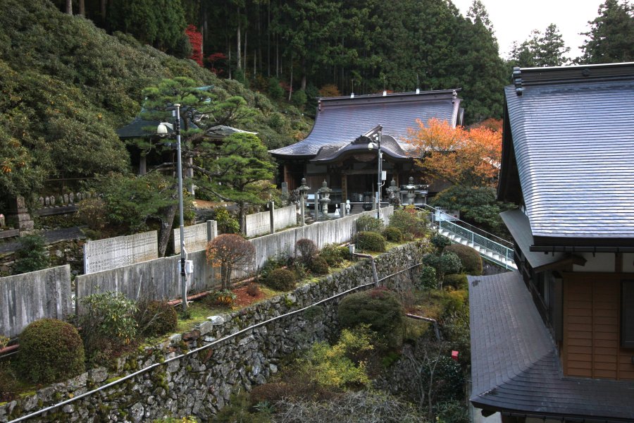 寺院としては珍しい権現造りの本堂は、深い山中で優美な風情を漂わせている。 