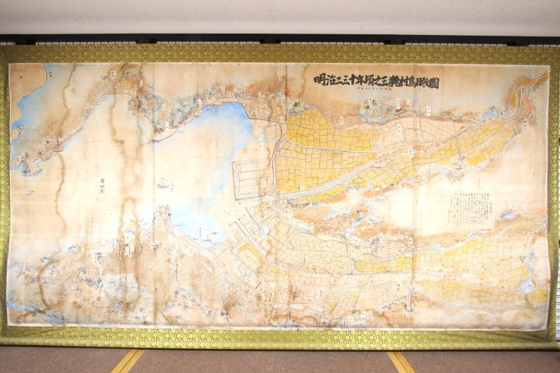 明治時代の三瓶町内を記した俯瞰図。100年以上が過ぎた現在でも地元の人には読み取れるほど正確に記されている。