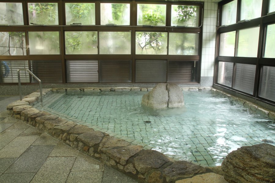 成川渓谷の自然美を堪能しながら肌に優しい湯にひたれる大浴場。