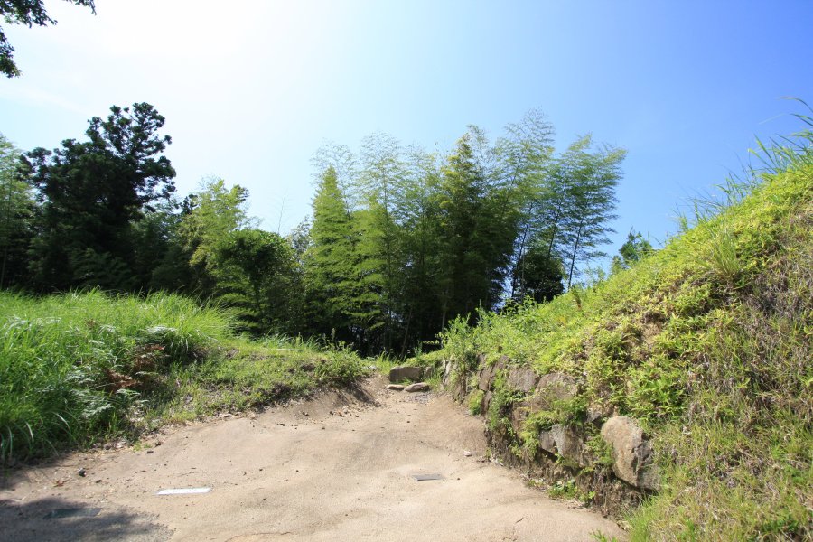 山頂には一部石垣が残り、はるか昔のこの場所に建物が存在していたことを確かなものにしている。