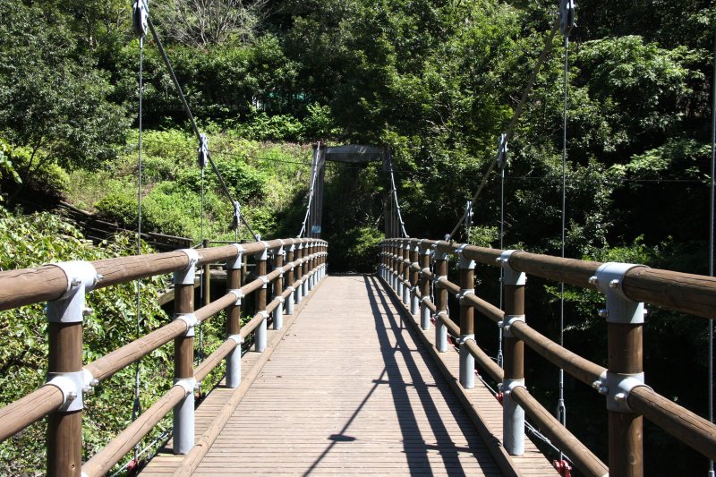 敷地内には木造橋が架かっており、橋の下を流れる玉谷川や自然が織り成す四季折々の表情を眺めることができる。