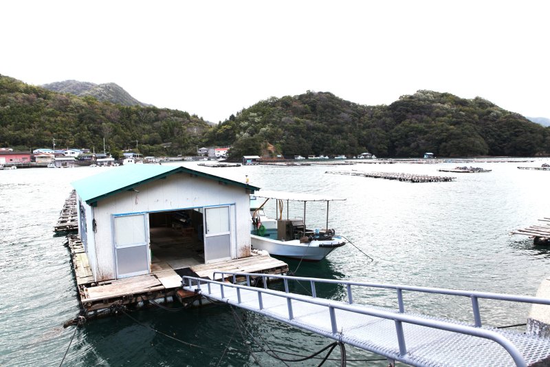 窓からは養殖筏や宇和海が見え、海と山に囲まれた自然豊かな環境の中でアクセサリー体験が行える。