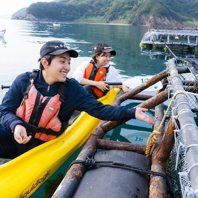 シーカヤック×真珠・真鯛等養殖筏見学×海洋プラスチックごみ拾い体験